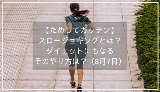 【ためしてガッテン】スロージョギングとは？ダイエットにもなるそのやり方は？（８月７日）